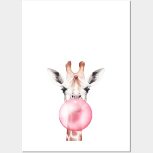 Funny Bubblegum Giraffe Posters and Art